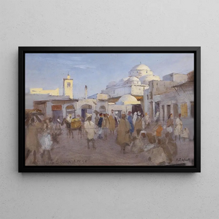 Karl Friedrich Gsur - Straenszene im Sonk von Tunis.webp