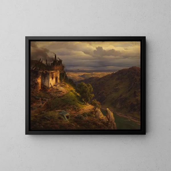 Maisema - Karl Friedrich Lessing — kehystetty taideteos seinällä