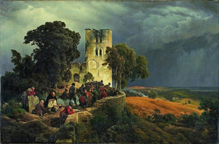 Karl Friedrich Lessing - The Siege Defense of a Church Courtyard During the Thirty Years War.webp