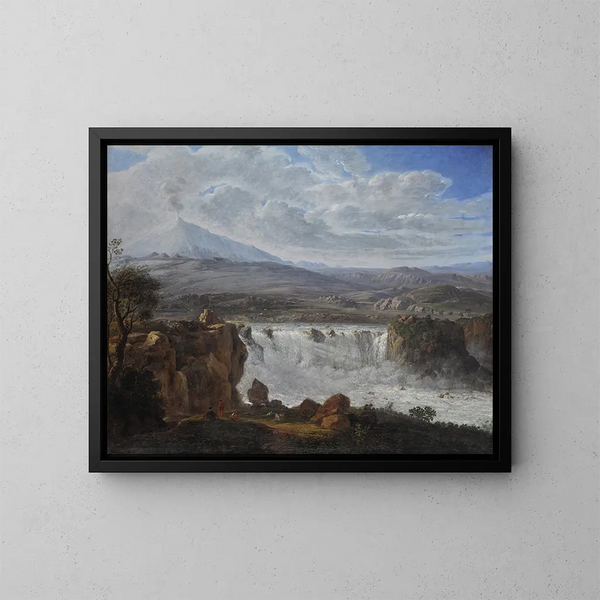 La cascade des Caracci près d'Aderno au pied du mont Etna - Karl Gotthard Grass — kehystetty taideteos seinällä
