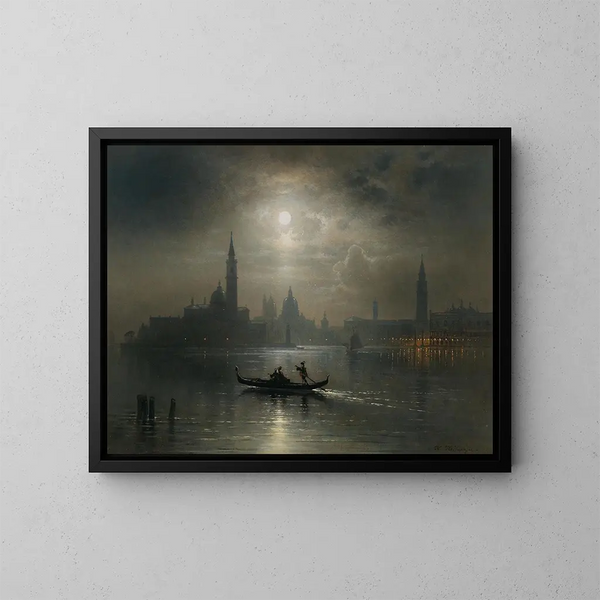 Vénise, täysikuu Santa Maria della Salute - Karl Heilmayer — kehystetty taideteos seinällä