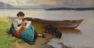 Karl Raupp - Mutter mit Kind am Ufer des Sees.webp