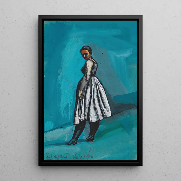 Karl Wiener - Ohne Titel Frau in weischwarzem Kleid.webp
