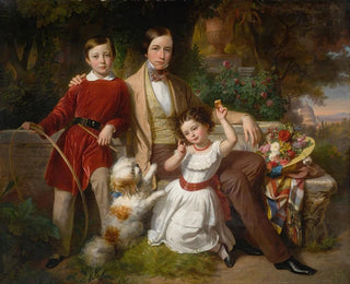 Le prince de Valmontone avec la donna Gwendalina Doria Pamphili et Bertram Talbot dans un jardin de villa - Karl von Blaas — näkymä teoksesta