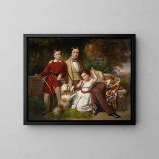 Le prince de Valmontone avec la donna Gwendalina Doria Pamphili et Bertram Talbot dans un jardin de villa - Karl von Blaas — kehystetty taideteos seinällä