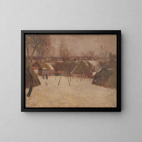 Village en hiver - Karol Pongrácz — kehystetty taideteos seinällä