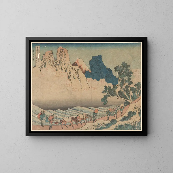 Fuji-maalaus Minobu-joen takana - Katsushika Hokusai — kehystetty taideteos seinällä