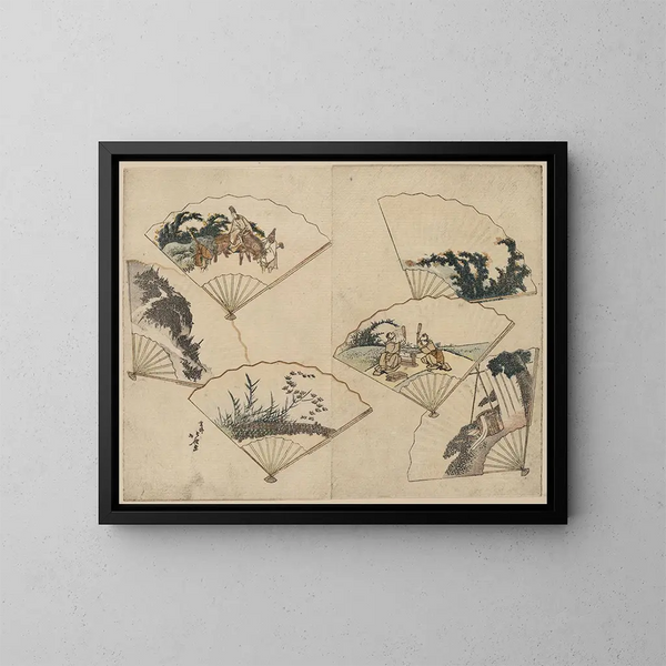 Le bain de Mutamagawa - Katsushika Hokusai — kehystetty taideteos seinällä