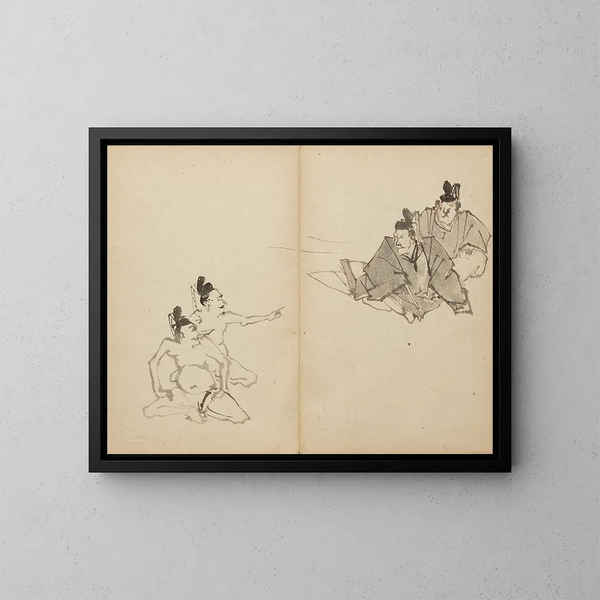 Courtisans - Kawanabe Kyōsai — kehystetty taideteos seinällä