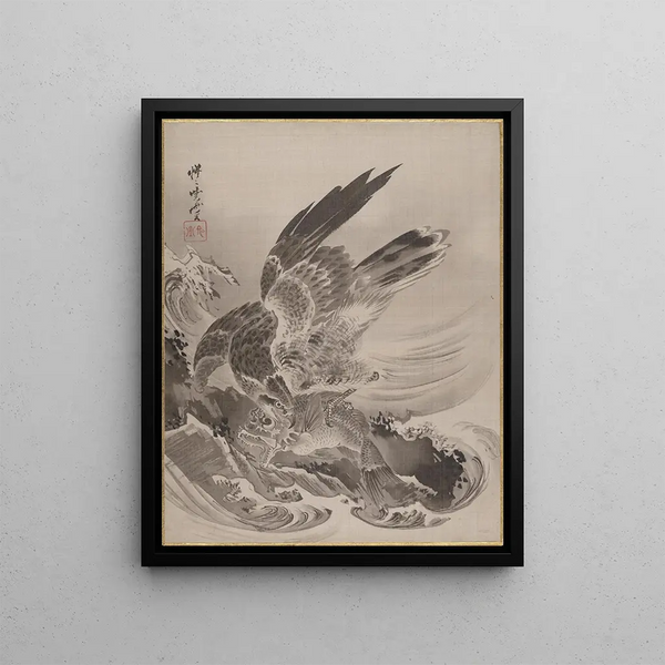 Kawanabe Kysai - Eagle Attacking Fish.webp