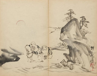 Onnen jumalat Penglai-vuorella - Kawanabe Kyōsai — näkymä teoksesta