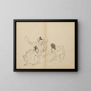 Taistelupeli - Kawanabe Kyōsai — kehystetty taideteos seinällä