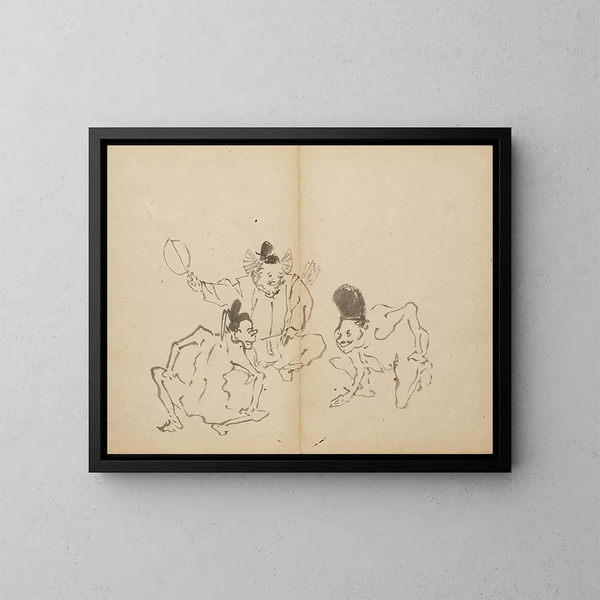Taistelupeli - Kawanabe Kyōsai — kehystetty taideteos seinällä