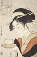 Uudelleen ilmaantuminen kurtisaani Naniwaya Okita - Kitagawa Utamaro — näkymä teoksesta