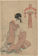Nainen rullan kanssa - Kitagawa Utamaro — näkymä teoksesta