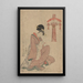 Nainen rullan kanssa - Kitagawa Utamaro — kehystetty taideteos seinällä