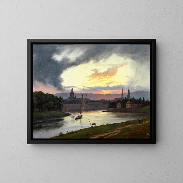 Dresden auringonlaskussa - Knud Baade — kehystetty taideteos seinällä