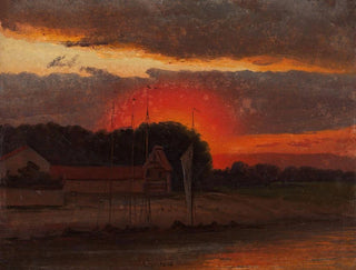 L'Elbe auringonlaskussa - Knud Baade — näkymä teoksesta