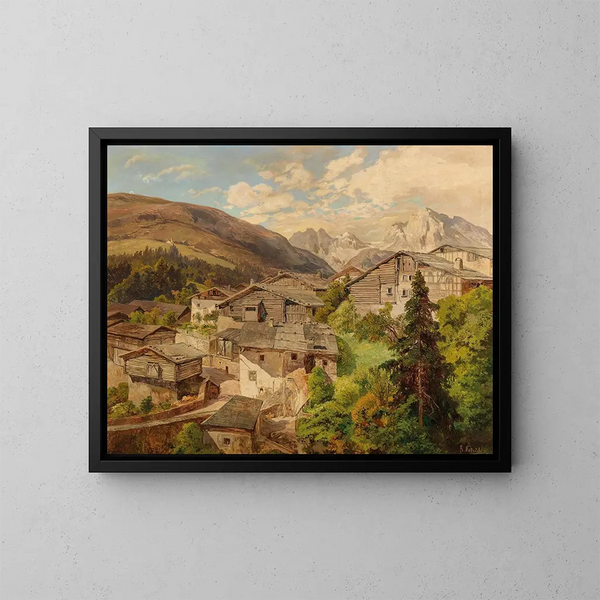 Village alpin - Konrad Petrides — kehystetty taideteos seinällä