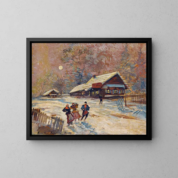 Fêteurs devant la taverne - Konstantin Alexeïevitch Korovine — kehystetty taideteos seinällä