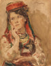 Portrait d'une jeune femme en costume traditionnel - Konstantin Egorovich Makovsky — näkymä teoksesta