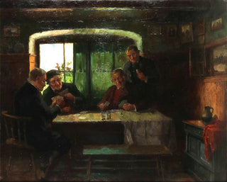 Le jeu de cartes des paysans - Konstantin Stoitzner — näkymä teoksesta