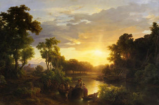 Kroly Mark - Italian Landscapes at Sunset Fishermen.webp