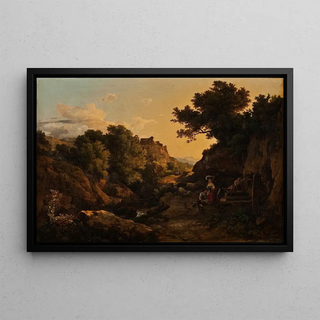 Kroly Mark - Italian Mountain Scene Woman By A Fountain.webp