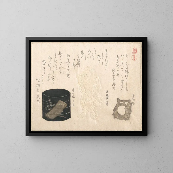 Inrō ja netsuke - Kubo Shunman — kehystetty taideteos seinällä
