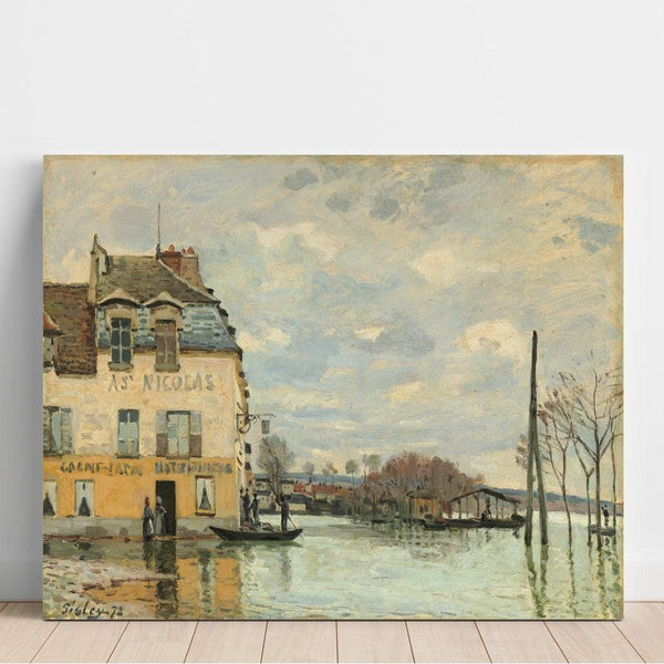 Maalauksen jäljennös Länsimainen Port-Marlyn tulvasta - Alfred Sisley