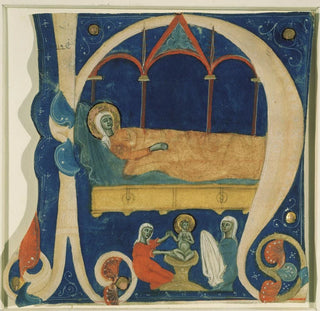 La Naissance de l'Enfant Christ et Marie allongée sur un lit - Anonyme
