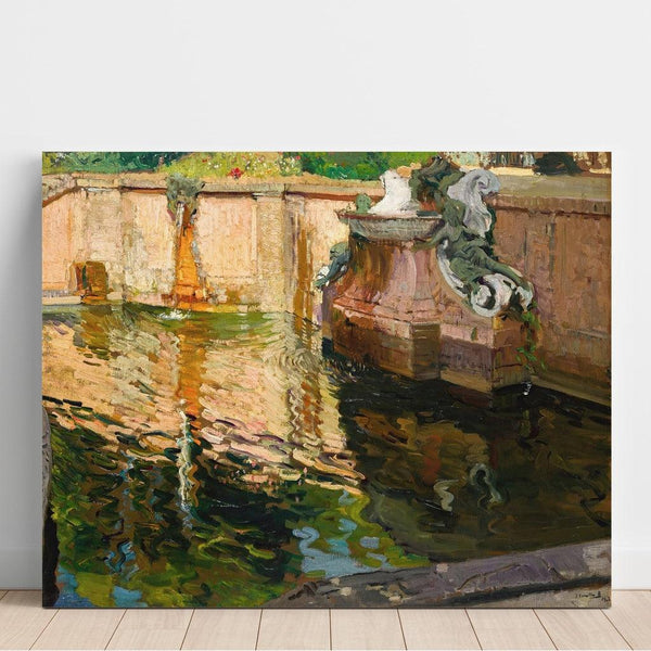 Maalauksen jäljennös La fontaine aux chevaux, La Granja - Joaquín Sorolla