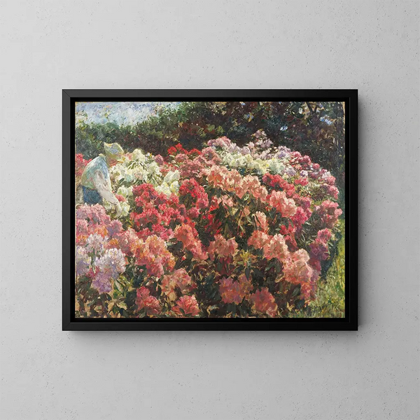 Rhododendron dans le jardin de Tuxens - Laurits Tuxen — kehystetty taideteos seinällä