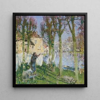 Lavandière tendant son linge - Pierre Eugène Montézin