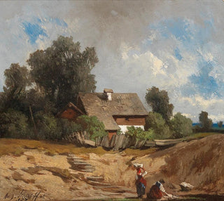 August Schaeffer von Wienwald - Washerwomen by the River.webp