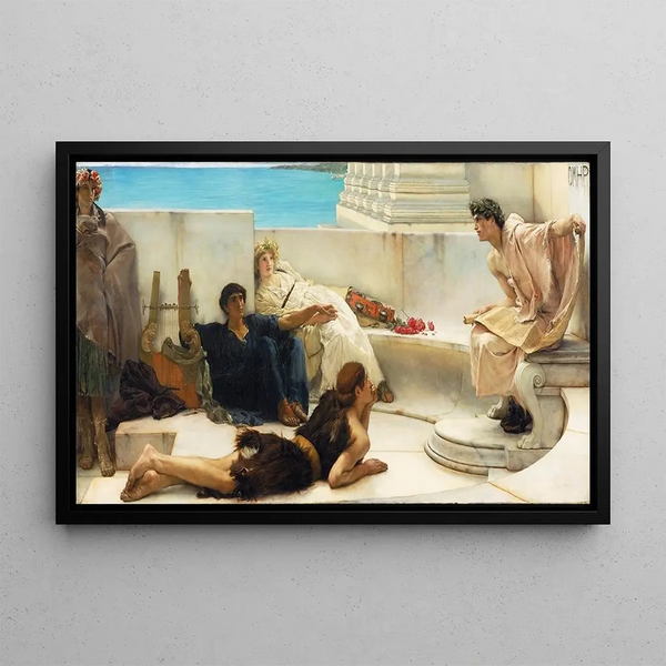 Homero-käsikirjoitus - Lawrence Alma-Tadema — kehystetty taideteos seinällä