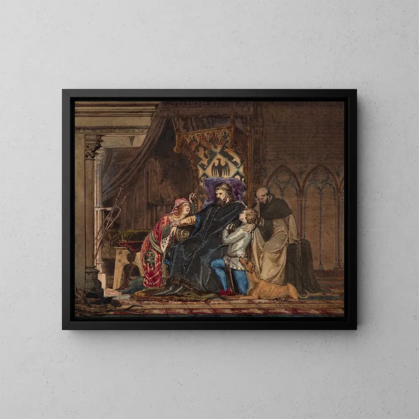 Frédéric Barberousse oppimassa hänen kirkonkirouksestaan - Lawrence Alma-Tadema — kehystetty taideteos seinällä