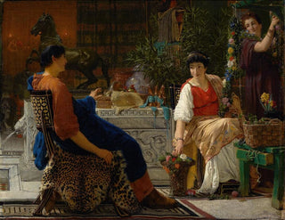 Valmistelut juhlille Kukkaseppele - Lawrence Alma-Tadema — näkymä teoksesta