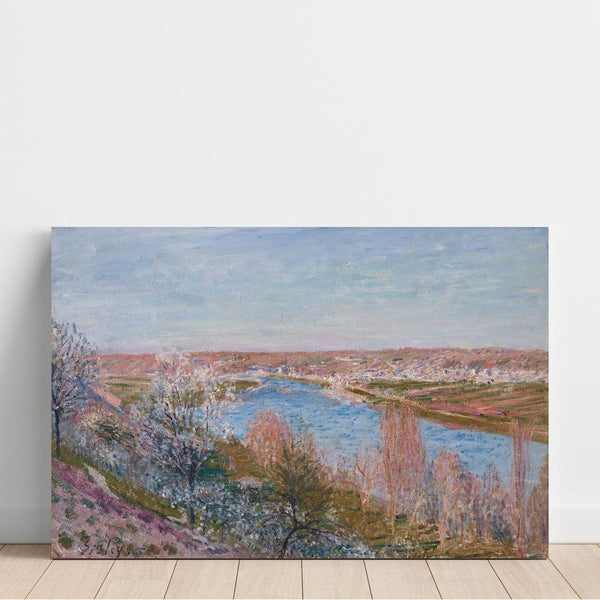 Maalauksen jäljennös Le Village de Champagne au Coucher du Soleil, Avril - Alfred Sisley