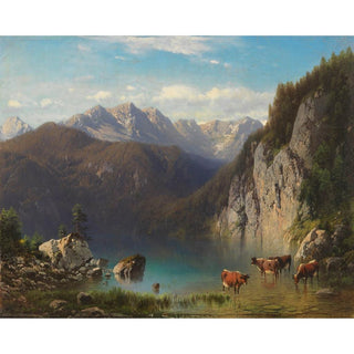 Le lac Alpsee près de Hohenschwangau - Carl Millner | Reproduction Tableau Décoration murale affiche copie