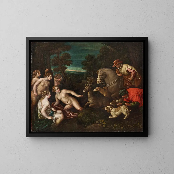 Diane et Actéon - Leandro Bassano — kehystetty taideteos seinällä