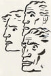 Trois têtes d'hommes - Leo Gestel — kehystetty taideteos seinällä