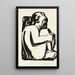 Femme nue assise avec les genoux repliés, esquisse - Leo Gestel — kehystetty taideteos seinällä