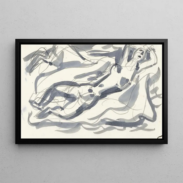 Leo Gestel - Ontwerp voor een vignet naakte vrouw en paard met op de achtergrond de zee.webp