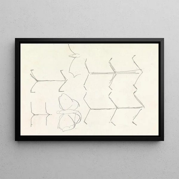 Leo Gestel - Ontwerpen voor een watermerk van een bankbiljet ornament en vlinder.webp