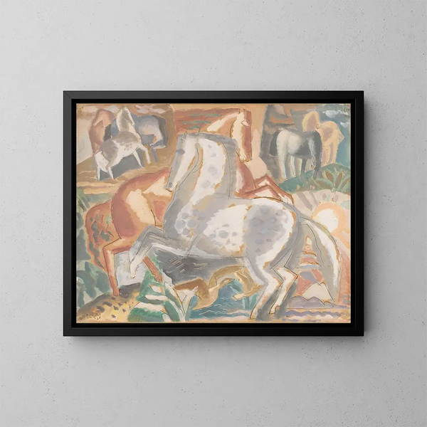 Hevoset maisemassa - Leo Gestel — kehystetty taideteos seinällä