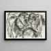 Esquisse de trois chevaux - Leo Gestel — kehystetty taideteos seinällä
