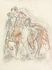 Feuille de croquis avec un homme nu tenant deux chevaux - Leo Gestel — näkymä teoksesta