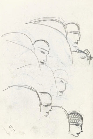 Leo Gestel - Schetsblad met studies voor een omhelsing kus.webp