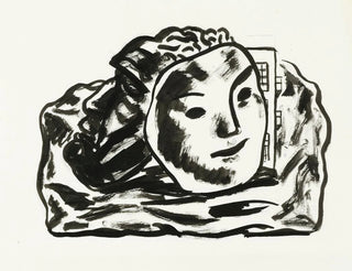 Kaksi maskia rakennukselle ja kallioille luonnos - Leo Gestel — näkymä teoksesta